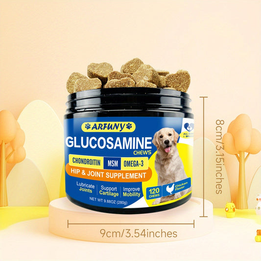 Dog Glucosamine Joint Supplement Chews 120ct | Chicken Flavor Soft Chews with Glucosamine, Chondroitin, MSM & Vitamins for Hip & Joint