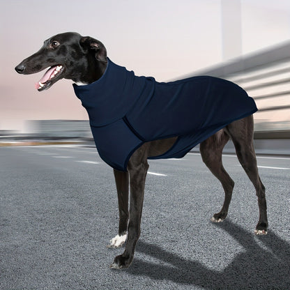 High Neck Dog Coat Warm Pullover – Solid Color Woven Polyester Pet Jacket, Machine Washable, All-Season Fall & Winter Dog Apparel