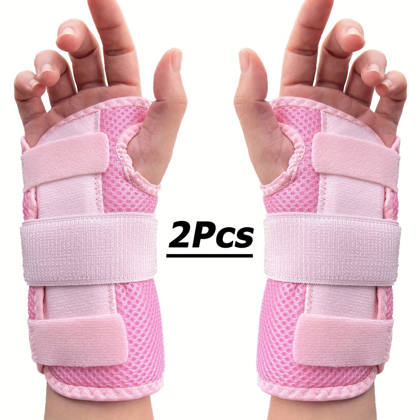 Wrist Brace with Double Splint Support & Triple Compression – 1 Pair Breathable Hook-and-Loop Wrist Guard for Sports