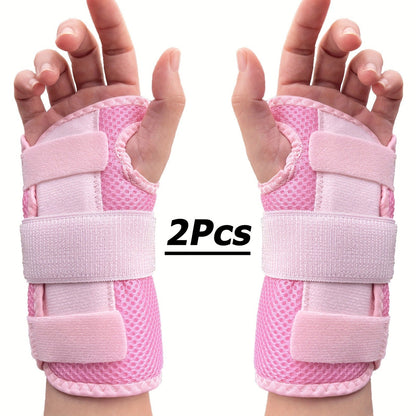 Wrist Brace with Double Splint Support & Triple Compression – 1 Pair Breathable Hook-and-Loop Wrist Guard for Sports