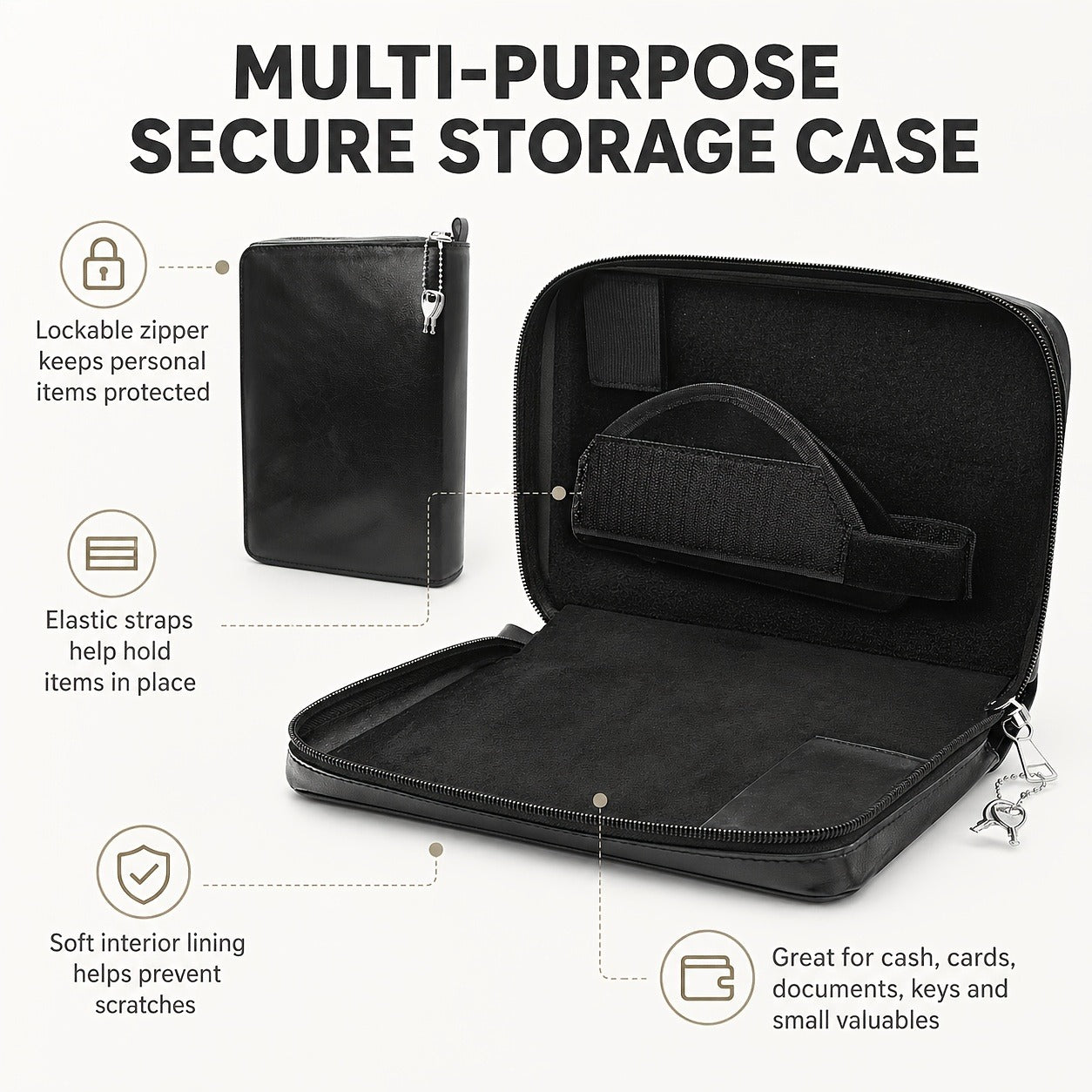 Lockable Soft Pistol Case Book-Style Handgun Storage Bag with Zipper – Discreet Portable Gun Case for 9mm & Most Handguns