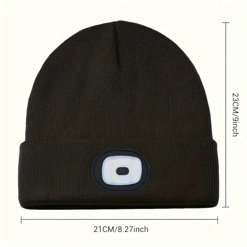 LED Knit Beanie with USB Rechargeable Lights – Light-Up Acrylic Knit Hat for Running, Hiking & Outdoor Activities