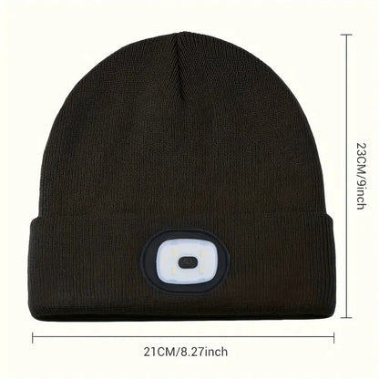 LED Knit Beanie with USB Rechargeable Lights – Light-Up Acrylic Knit Hat for Running, Hiking & Outdoor Activities
