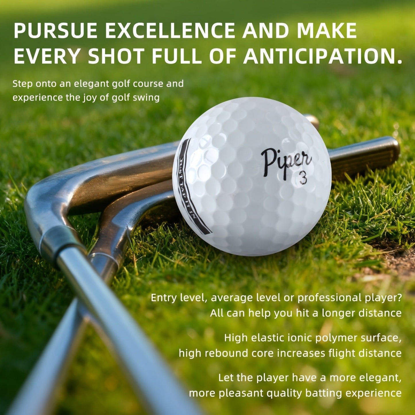 Golf Balls 3-Ply PU Cover with Soft Feel & High Visibility Colors, Professional Distance Golf Ball for Competitive Play and Training