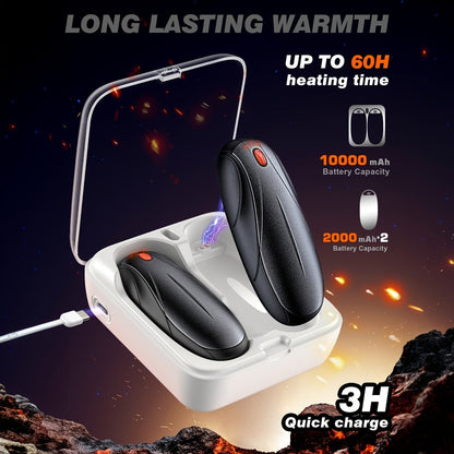 Rechargeable Hand Warmers 2 Pack with Charging Case – Electric Portable Pocket Heater, Quick Charge, Reusable Heat Packs for Winter Outdoor