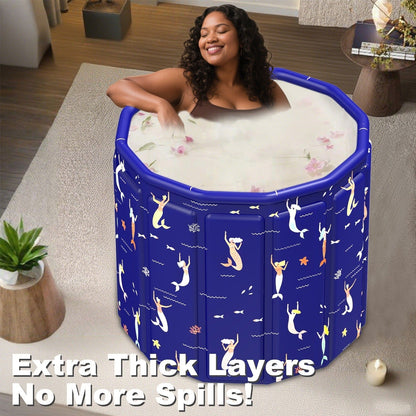 Foldable Bathtub 130 Gallon XL Deep Soak Tub for Adults, Ice Bath & Hot Spa, Indoor Outdoor, One-Piece Fold-Flat Design 31.5"x31.5"x26"