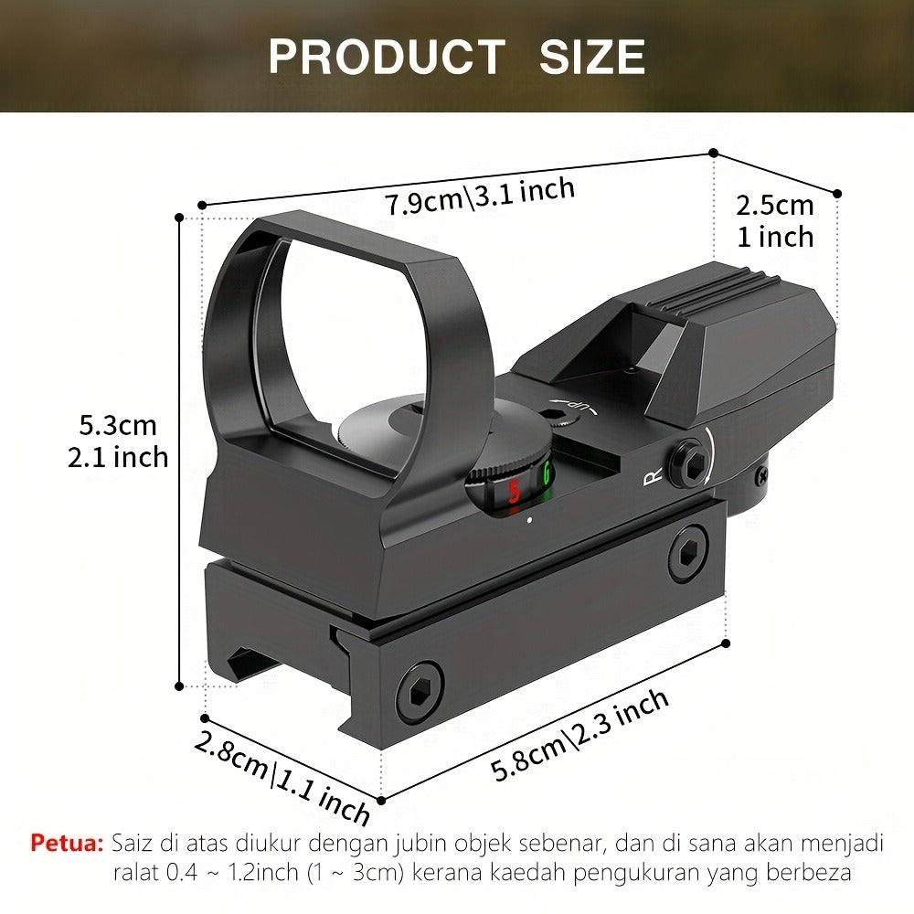 Red Green Dot Sight 33mm with 4 Reticle Modes – Dual Illuminated Rifle Scope, 1x Magnification, 1 MOA Adjustment
