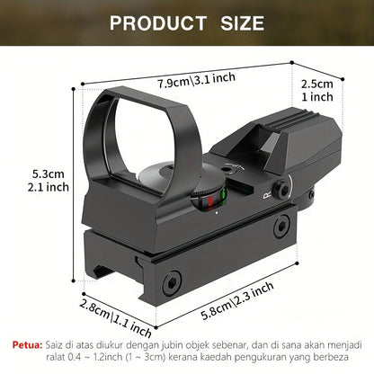 Red Green Dot Sight 33mm with 4 Reticle Modes – Dual Illuminated Rifle Scope, 1x Magnification, 1 MOA Adjustment
