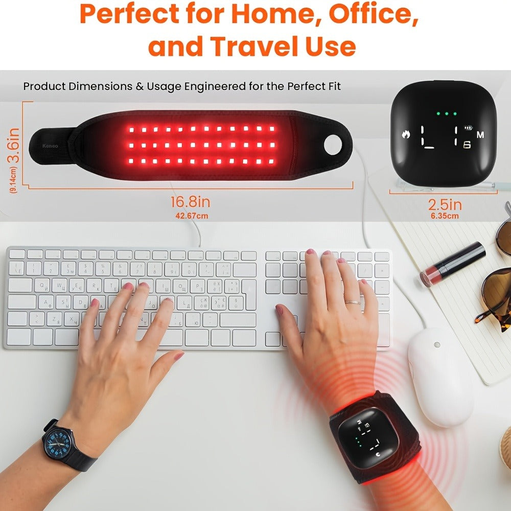 Wearable Red and Near-Infrared Wrist Wrap with 660nm and 850nm LEDs, Vibration Modes and Adjustable Strap