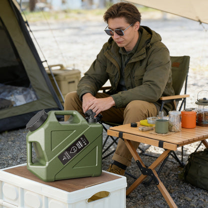 Collapsible Camping Water Storage Bucket 3.2 Gal Portable Water Tank with Faucet Dispenser Army Green Outdoor Emergency Water Container
