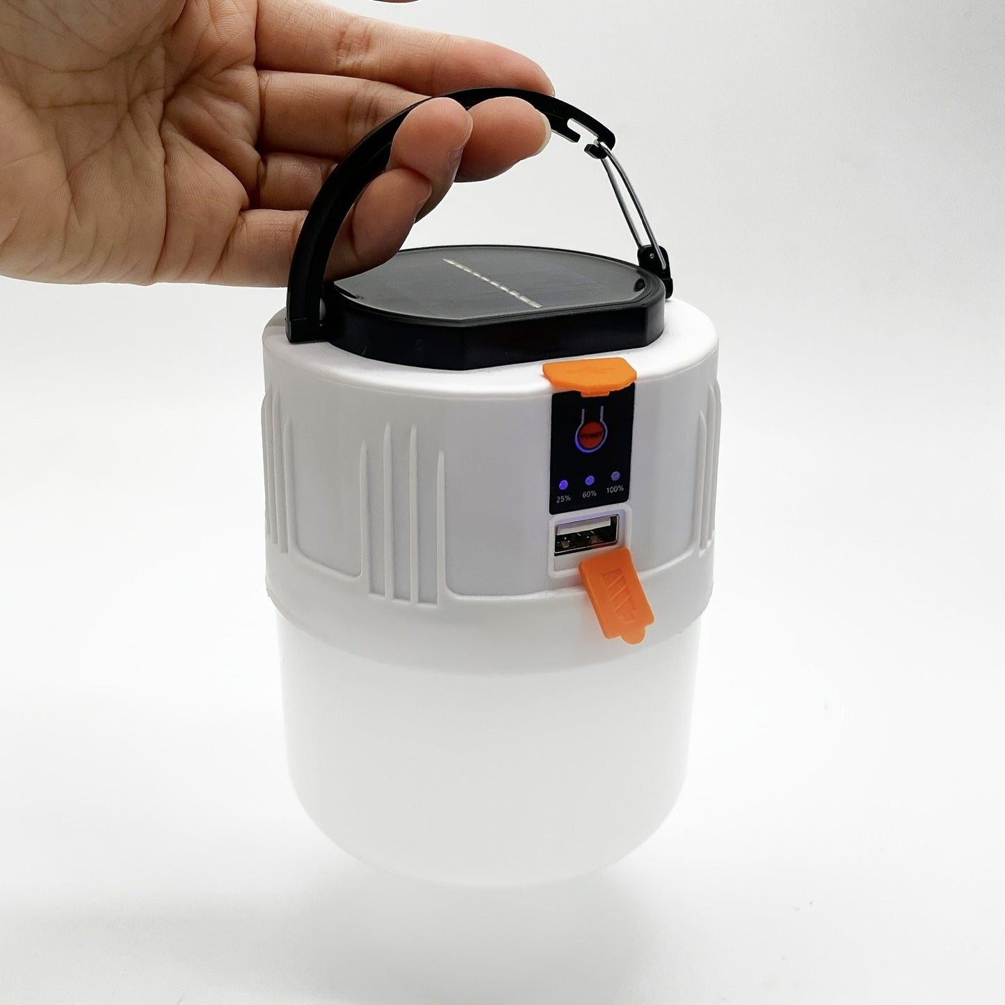 Solar Camping Lantern Four-Pack with USB-C Charging, Three Lighting Modes, Power Display and Carry Handles