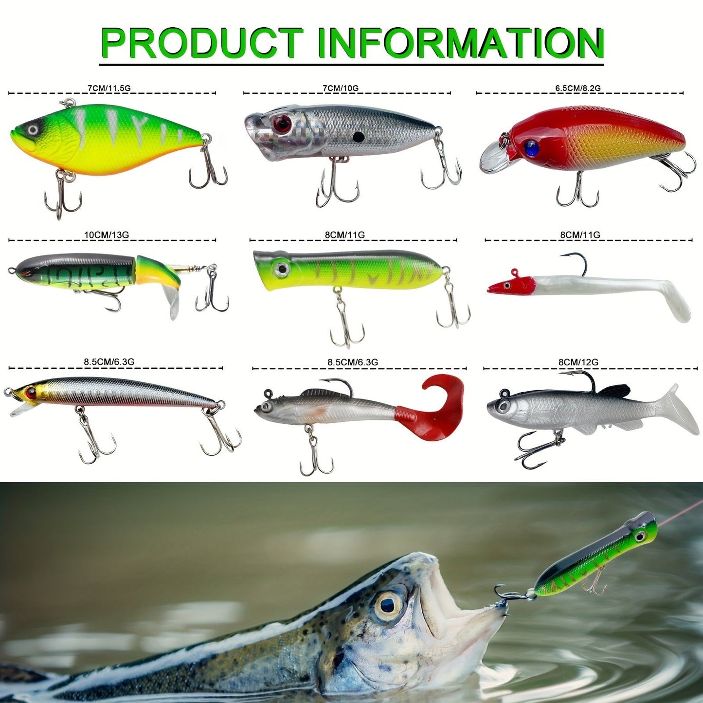 Fishing Lure Set 346-Piece Mixed Tackle Assortment with Hard Baits, Soft Baits, Hooks, Weights and Tiered Storage Box