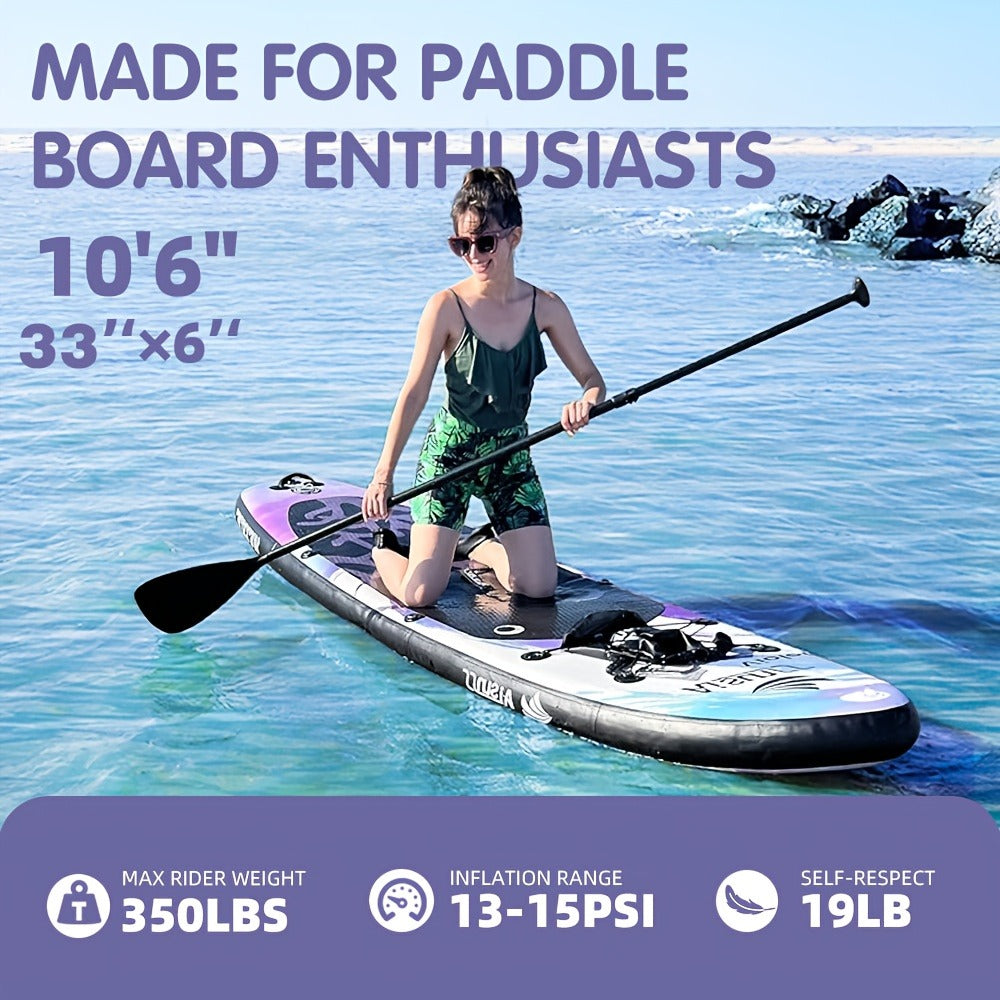 10.6-Foot Purple Inflatable Paddle Board Kit with Adjustable Paddle, Pump, Carry Bag and Water Bag