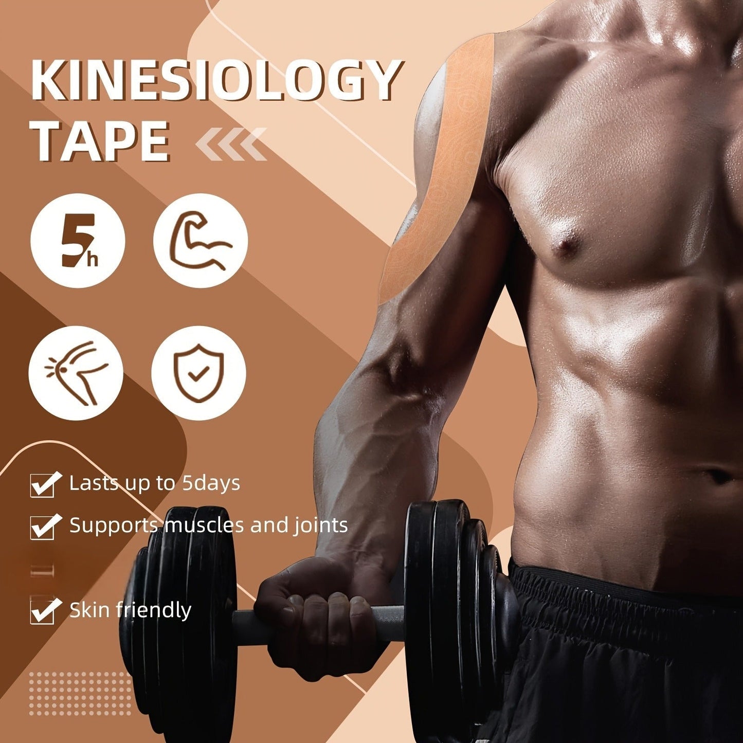 Bulk Kinesiology Tape Roll 2 Inch x 103 Feet Beige – Elastic Latex Free Athletic Therapeutic Tape for Sports, Muscle Support