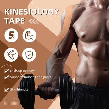 Bulk Kinesiology Tape Roll 2 Inch x 103 Feet Beige – Elastic Latex Free Athletic Therapeutic Tape for Sports, Muscle Support