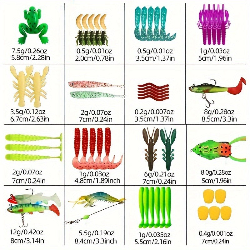 Fishing Lure Set with 110, 252 or 361-Piece Mixed Tackle Options, Hard Baits, Soft Baits, Hooks, Rigs and Storage Box