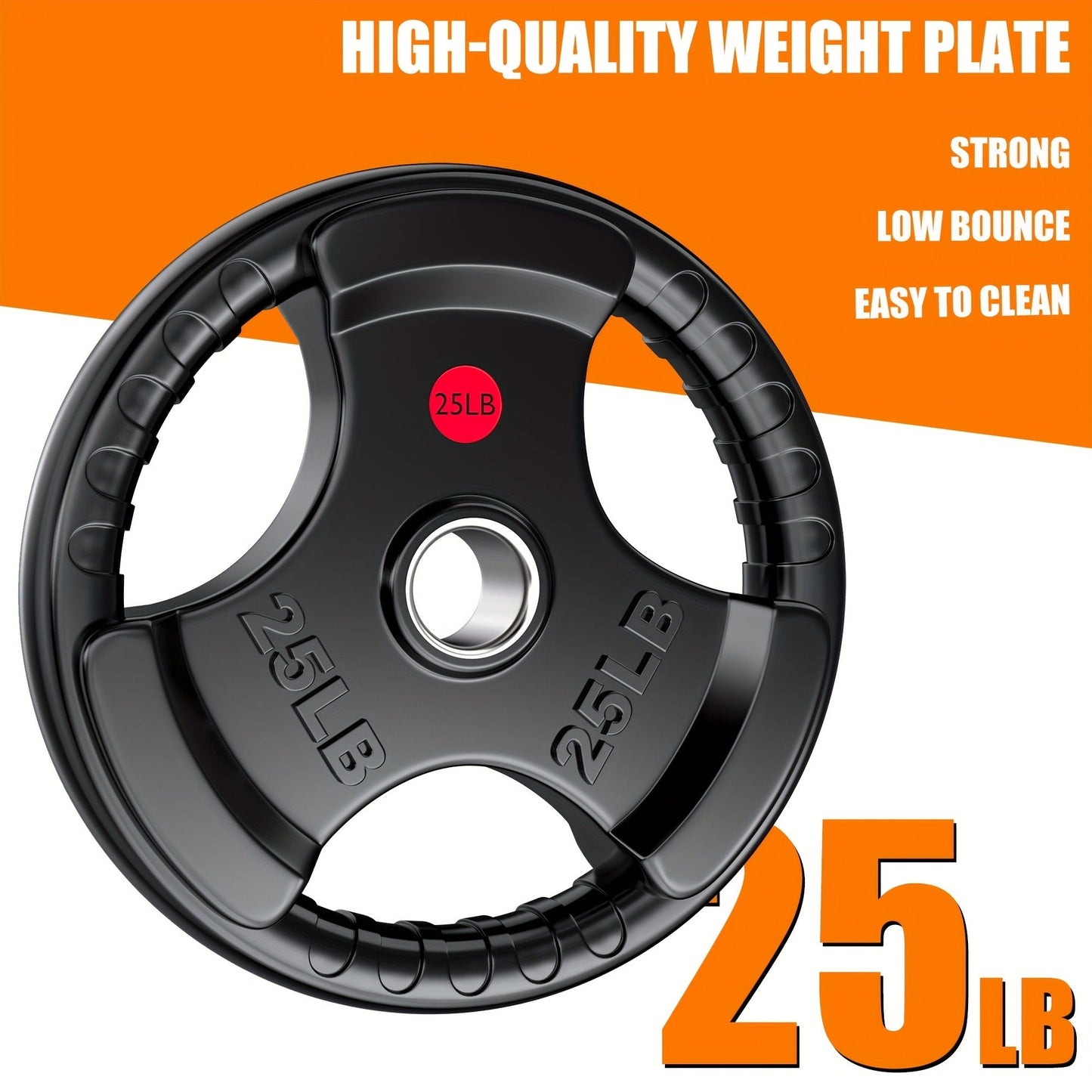 Tri-Grip Weight Plates with Three Hand Openings and 25, 35 or 45 lb Options for Barbell Training