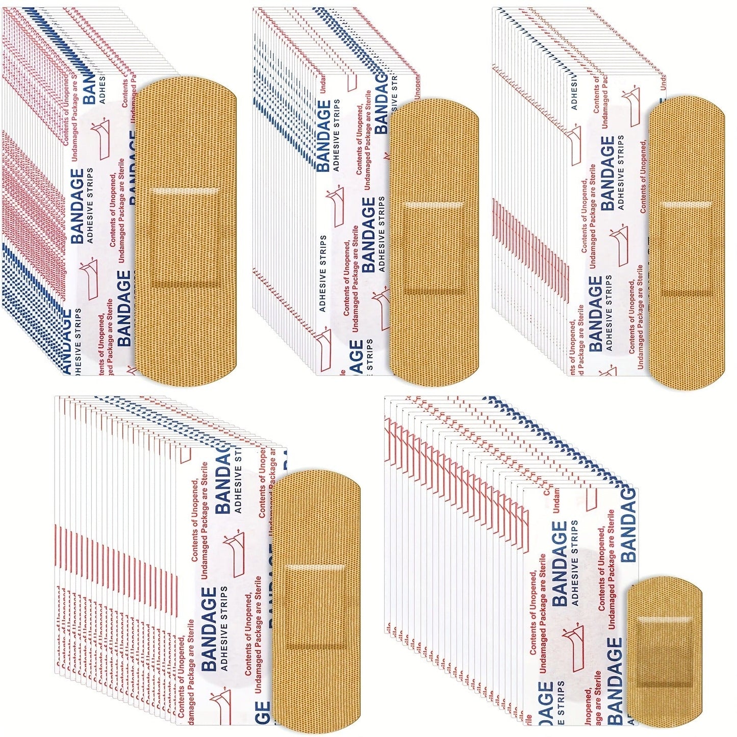 500-Piece Dark Brown Adhesive Bandage Pack with Flexible Fabric Strips for Home and Travel First Aid