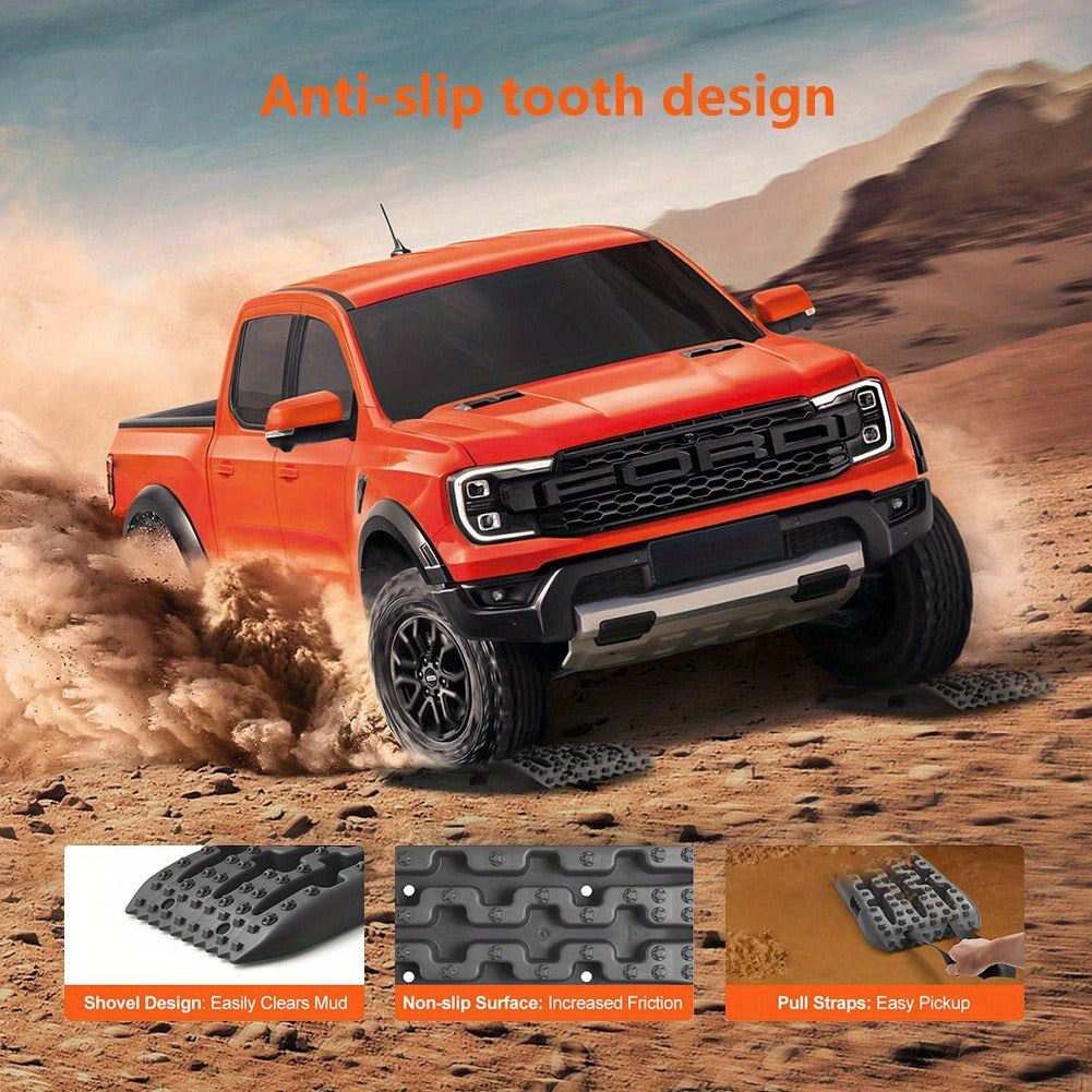 Vehicle Recovery Traction Boards 2-Pack – Heavy-Duty Anti-Slip Off-Road Escape Boards for Snow, Mud & Sand, Reinforced PP Material