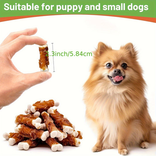 Duck Wrapped Dog Treats – Natural Duck Calcium Bones & Dried Chicken Breast, High Protein Digestible Chewing Rewards
