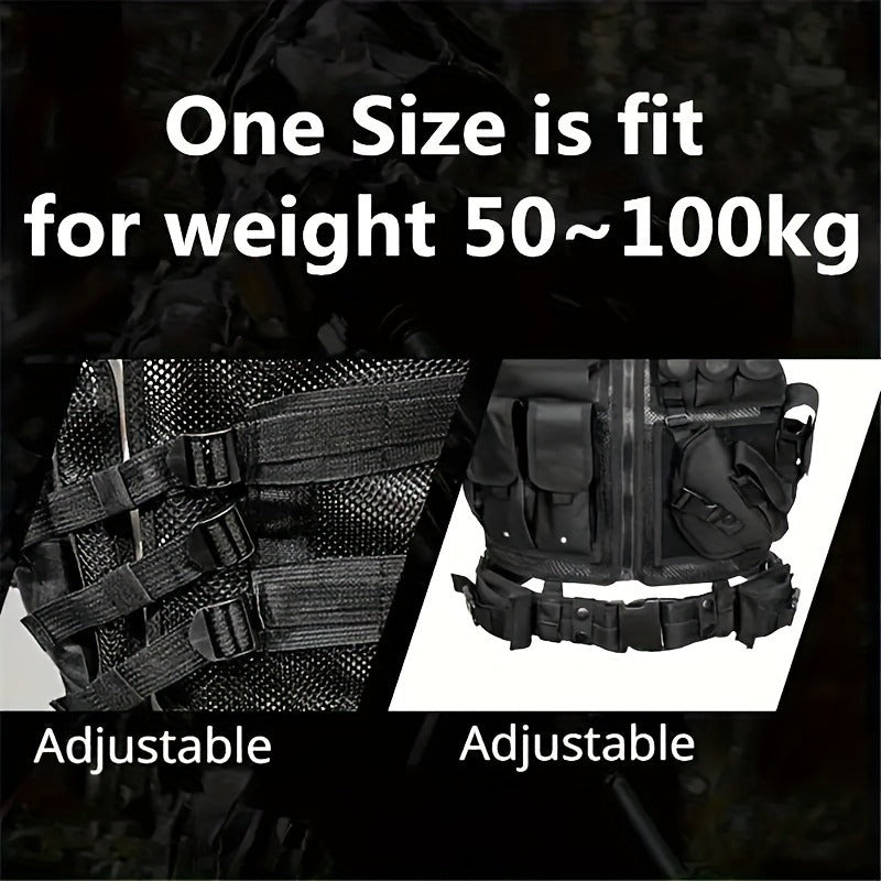 Tactical Fishing Vest with Quick Release – Lightweight Breathable Multi-Pocket Outdoor Vest for Men Camping Hiking Hunting Training