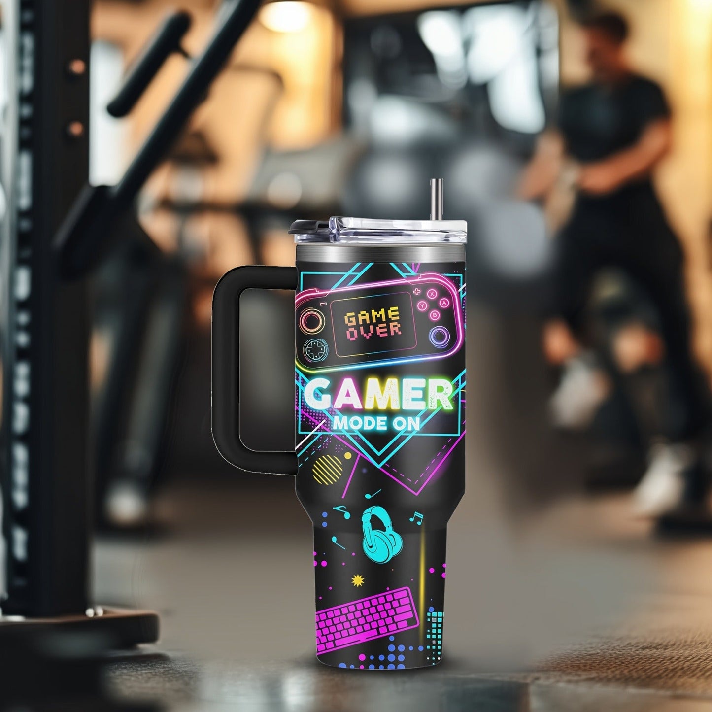 Gamer Tumbler 40oz with Lid & Straw – Insulated Gaming Cup Gift for Men, Boys & Teen Gamers – Double Wall Vacuum Tumbler for Hot & Cold