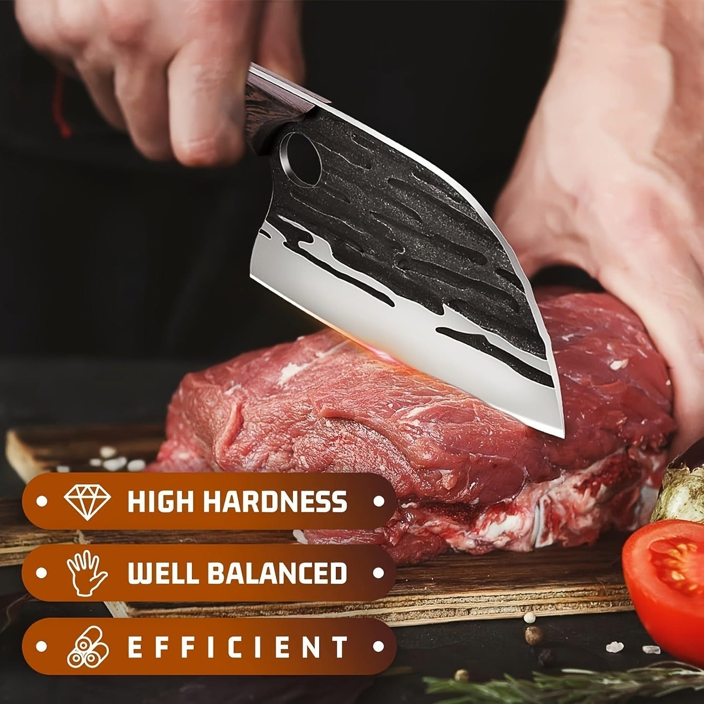 Meat Cleaver Hand Forged Serbian Chef Knife – High Carbon Steel Butcher Knife Full Tang with Leather Sheath | Razor Sharp Chopping Cleaver