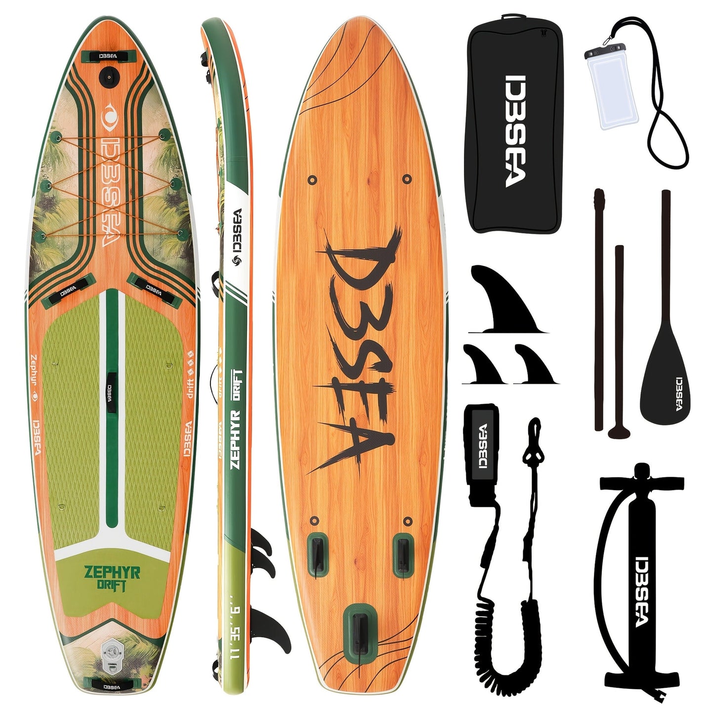 Wide Inflatable SUP Board 11ft x 32'' Extra Wide Stand Up Paddle Board for Youth Adults with Backpack Dry Bag Paddle Leash Hand Pump Fins