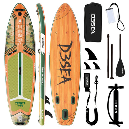 Wide Inflatable SUP Board 11ft x 32'' Extra Wide Stand Up Paddle Board for Youth Adults with Backpack Dry Bag Paddle Leash Hand Pump Fins