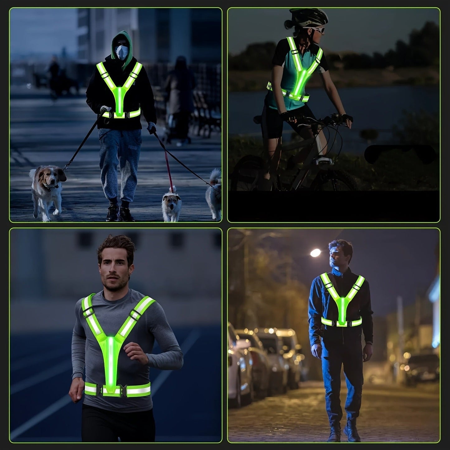 Reflective Running Vest with 3 LED Lighting Modes – High Visibility Safety Vest for Night Running, Walking & Cycling
