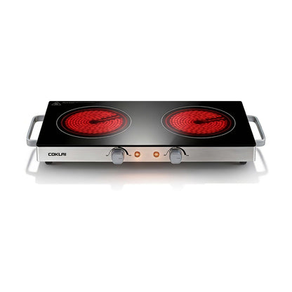 Portable Electric Stove Stainless Steel Single Burner Hot Plate with Temperature Control for Home Cooking, Dining and Outdoor Meals