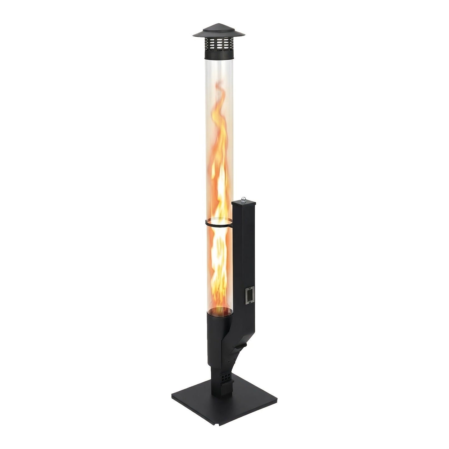 Outdoor Wood Pellet Patio Heater 56 Inch, Smokeless Portable Pellet Stove with Rain Cap, Viewing Window & Ash Tray