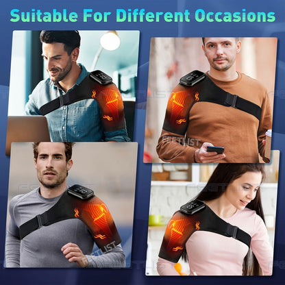 Cordless Heated Shoulder Massager with Vibration – 3 Heat Levels & 3 Vibration Intensities Electric Heating Pad for Shoulder