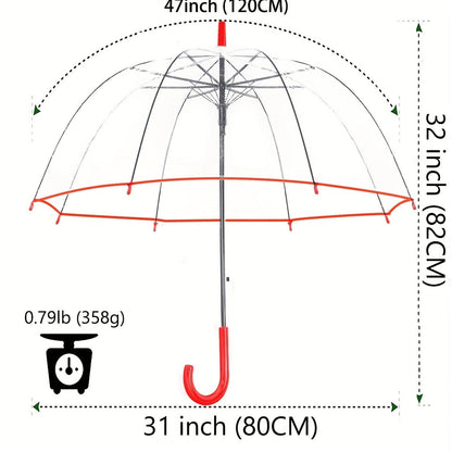 Clear Dome Bubble Umbrella 2 Pack Windproof Rainproof Auto Open 47 Inch Wide Canopy 8-Rib PVC Transparent Umbrella for Weddings Proms