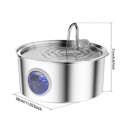 Stainless Steel Pet Water Fountain 1.85 Gal – Smart 304 SS Large Capacity Cat Dog Automatic Water Dispenser, Silent Pump, Filter Chip