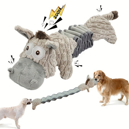 Dog Chew Toy Donkey Plush Squeaky Stretch Toy for Dogs – Durable Soft Stuffed Animal Chew Toy for Small Medium Large Dogs