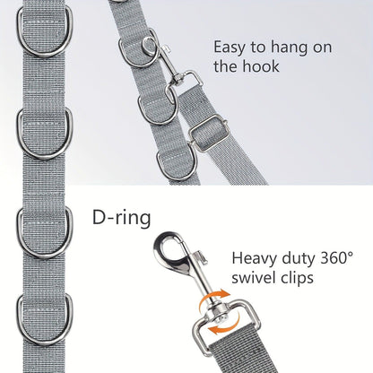 Dog Grooming Restraint Strap Set with Three Adjustable Grey Loops and Rotating Clips for Supported Use