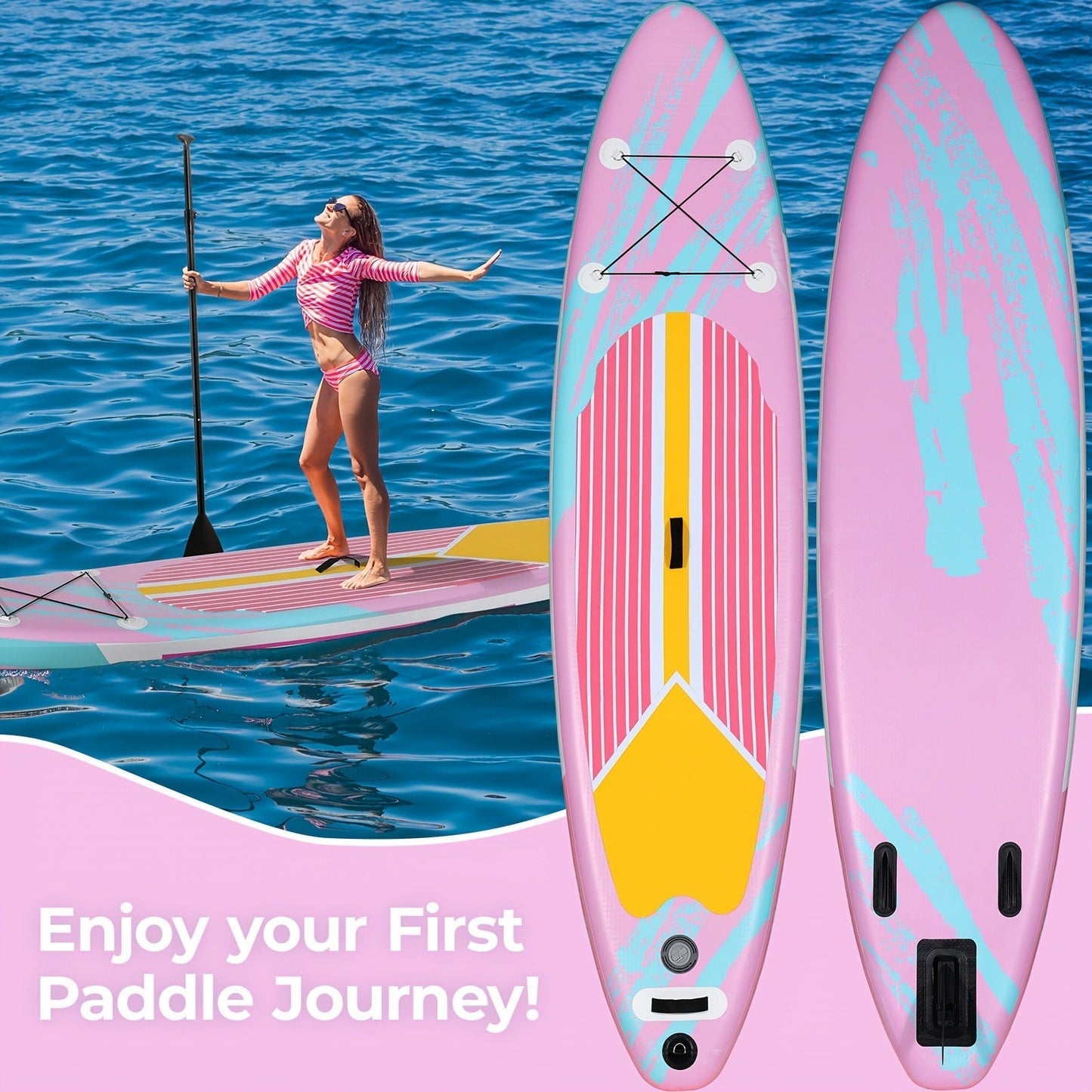 Inflatable Stand-Up Paddle Board in 10, 11 or 12-Foot Lengths with Five Colors and Three-Fin Layout