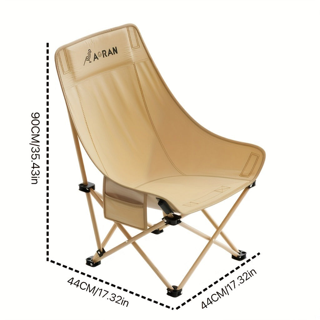 Portable Folding Moon Chair High Back 2pcs – Durable Iron Alloy Frame, Lightweight Foldable Camping Chair for Outdoor Leisure, Fishing