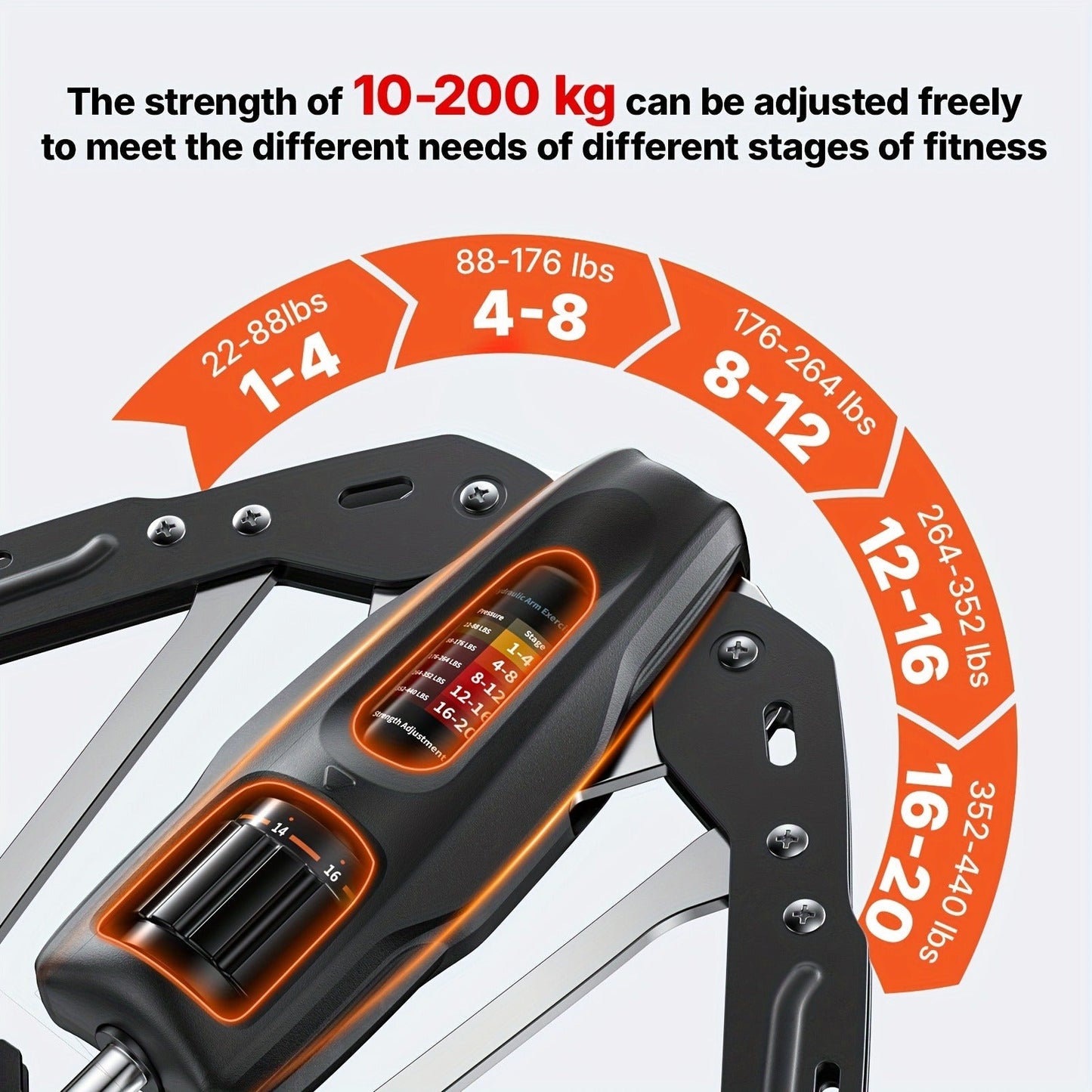 Fitness Equipment Folding Hydraulic Chest Expander with 20 Resistance Levels and Digital Rep Counter