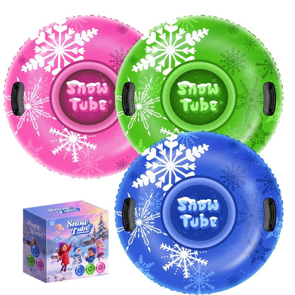 Snow Sled Tubes 3-Pack Foldable Inflatable – Triple-Layer PVC Snow Tubes 36 & 40 Inch, 220 lbs Capacity, 3-Layer Airlock Valve
