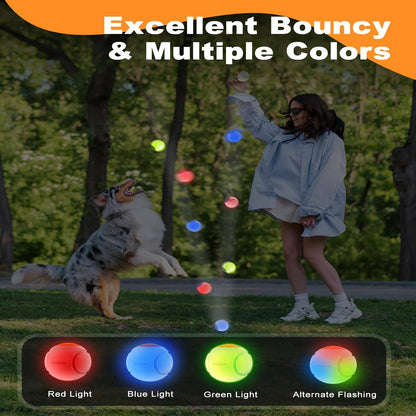 LED Light Up Dog Ball Toy Glow in the Dark – USB Rechargeable Motion-Activated Glowing Fetch Ball for Small Medium Dogs