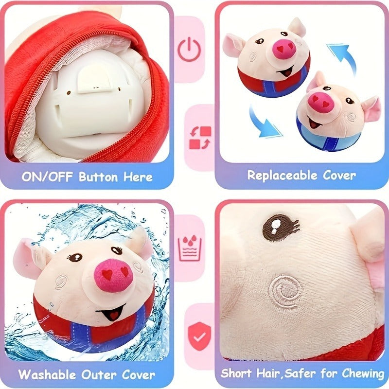 Dog Toy USB-Rechargeable Bouncing Character Ball with Recording and Music Modes in Five Styles