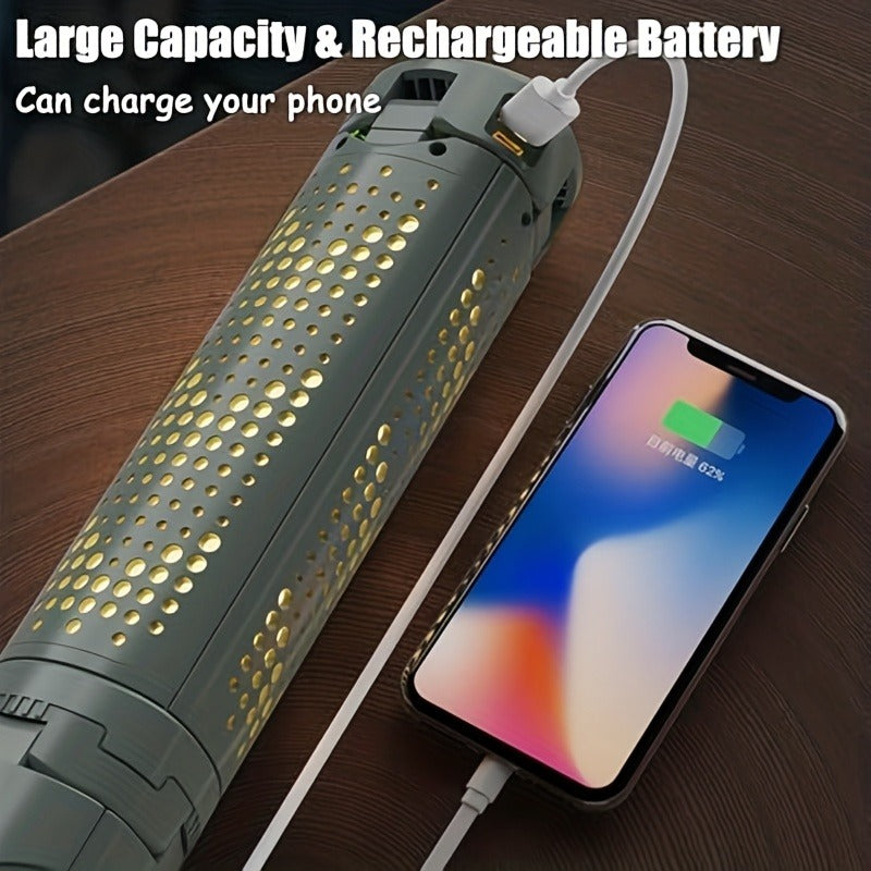 Camping Light & Work Light 3000 Lumens – Cordless LED with 3 Adjustable Heads, 8000/14500mAh Rechargeable Battery