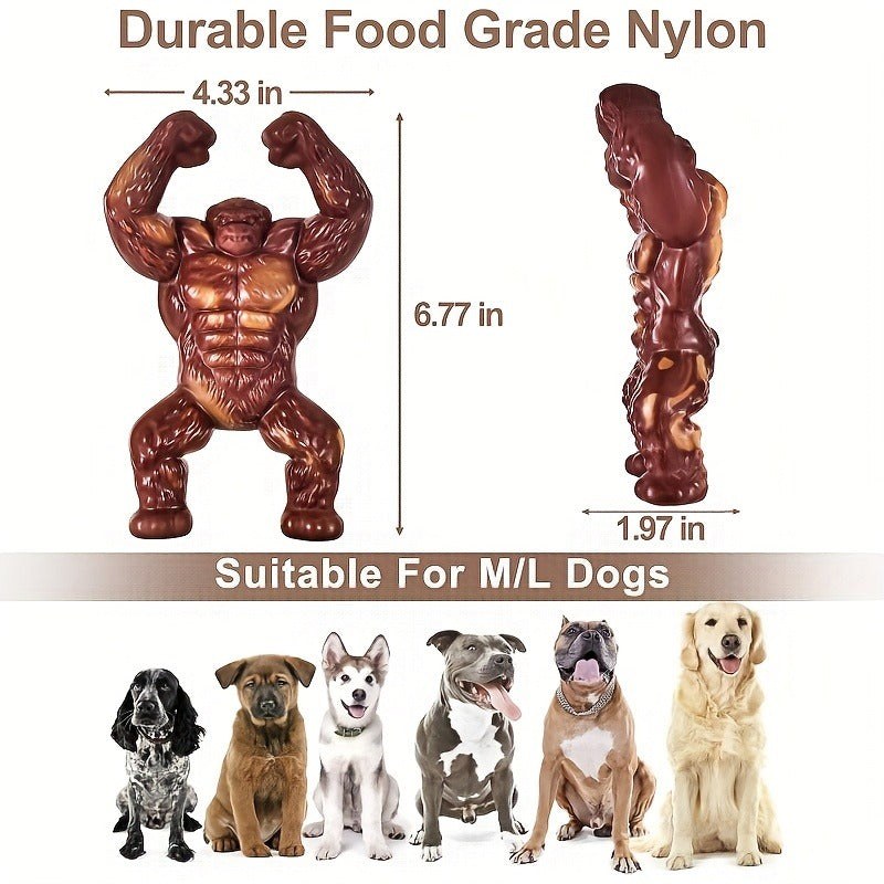 Textured Flexing Figure Dog Chew Toy in Brown, Approx. 6.77 Inches Tall for Medium or Large Dogs