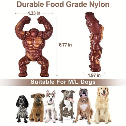 Textured Flexing Figure Dog Chew Toy in Brown, Approx. 6.77 Inches Tall for Medium or Large Dogs
