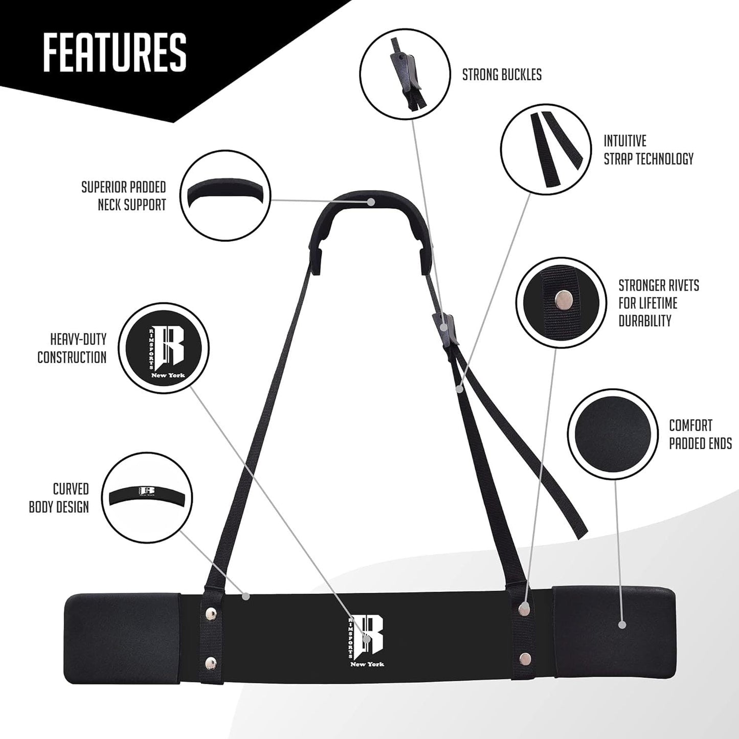 Arm Blaster for Biceps & Triceps – Heavy Duty Aluminum Bicep Curl Isolator, Adjustable Strap with Neck & Elbow Pads