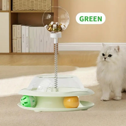 Cat Puzzle Toy Spinning Wheel with Food Spill Feeder – Interactive Rotating Excavating Toy for Indoor Cats & Kittens