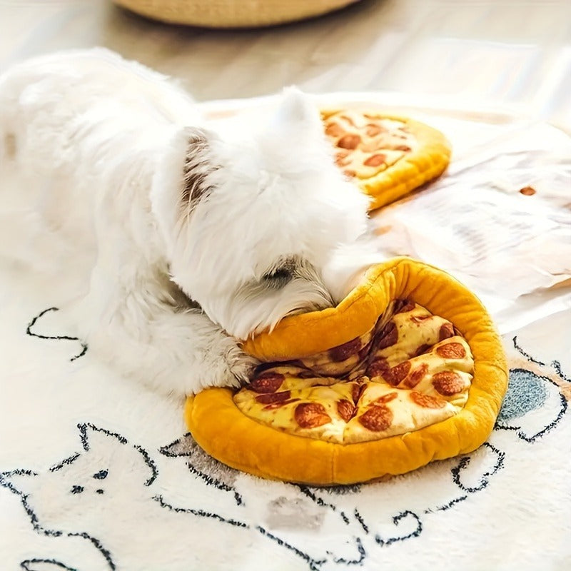 Dog Toy Pizza or Donut Plush with Built-In Squeaker and One or Two-Piece Pack Options for All Breeds