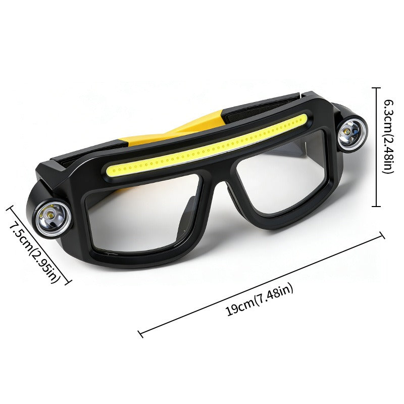 LED Headlamp Glasses 2-Pack, Head-Worn Flashlight with Flashing Mode for Night Running, Cycling, Fishing, Camping, Hiking
